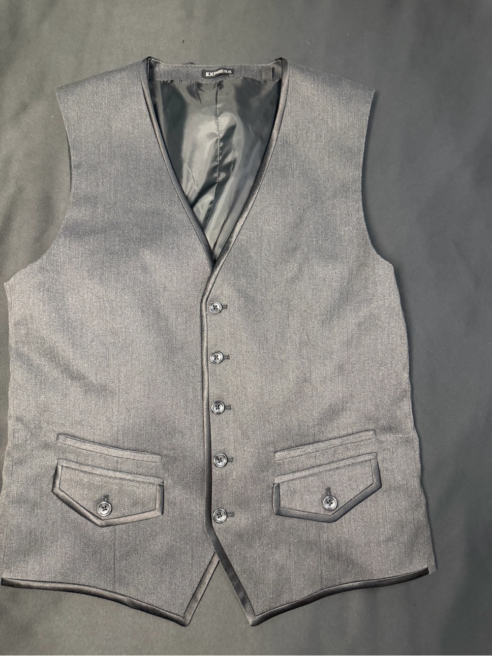 Express Men's Gray Dress Vest with Notch Pockets